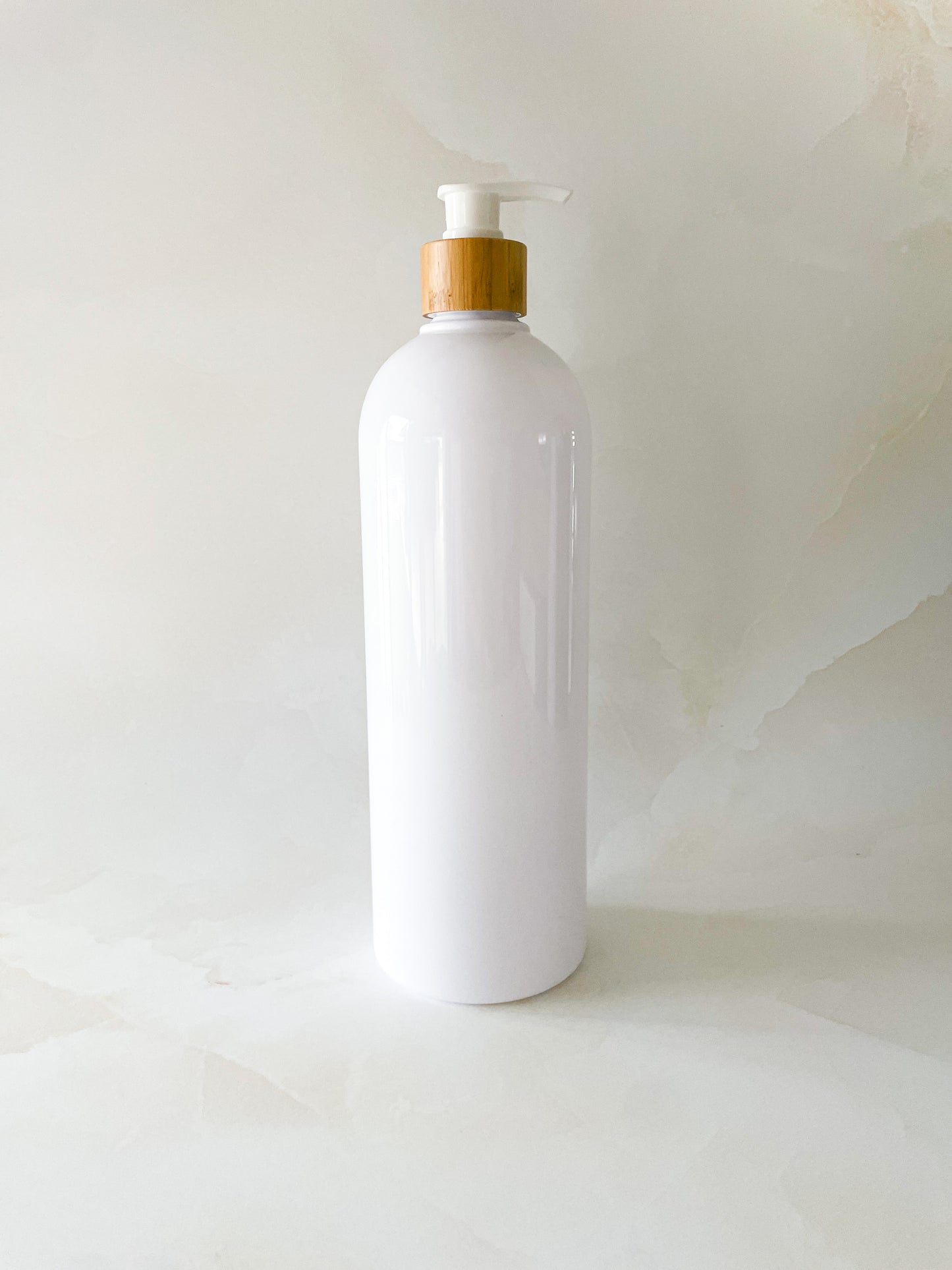 3 Pack of 1L White Bottles with Bamboo Pump Lid