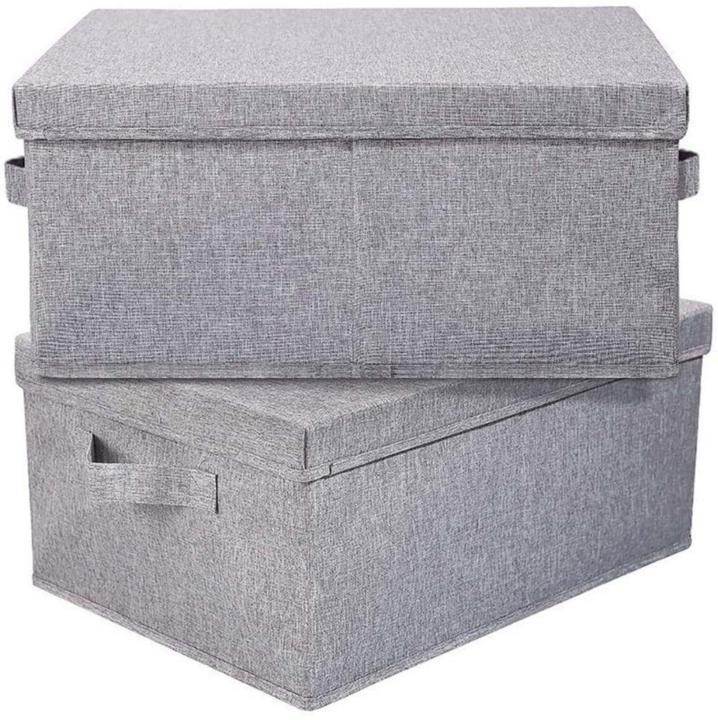 Grey Foldable Rectangle Storage Basket with lid