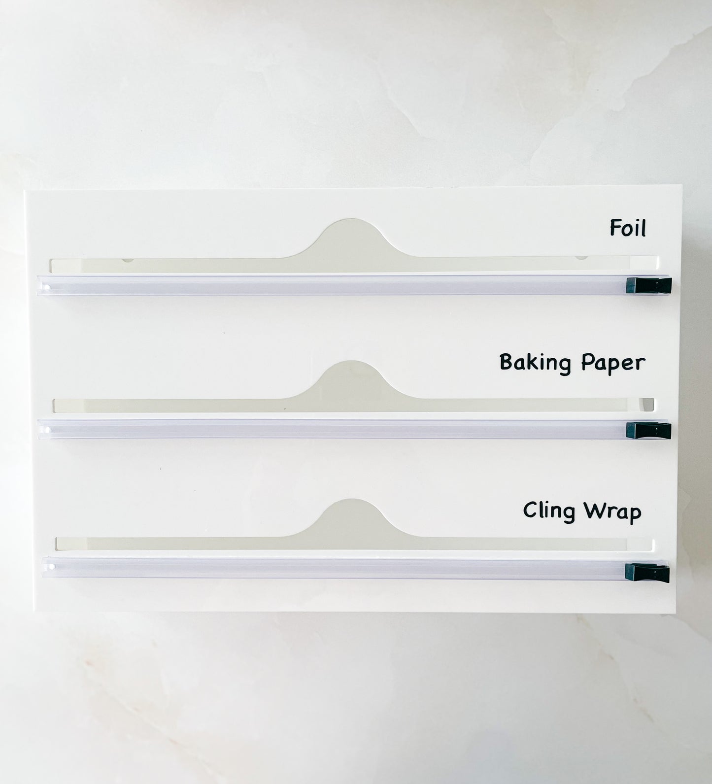 White Acrylic Wrap Dispenser Three Sections