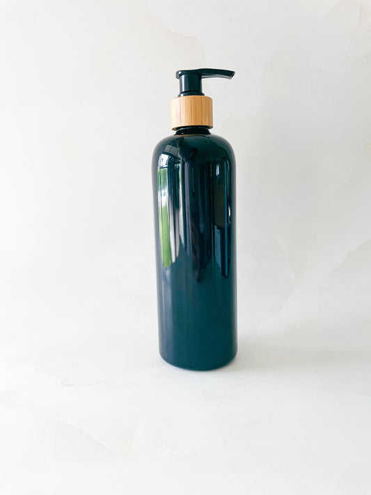 500ml Black Bottle with Bamboo Pump Lid